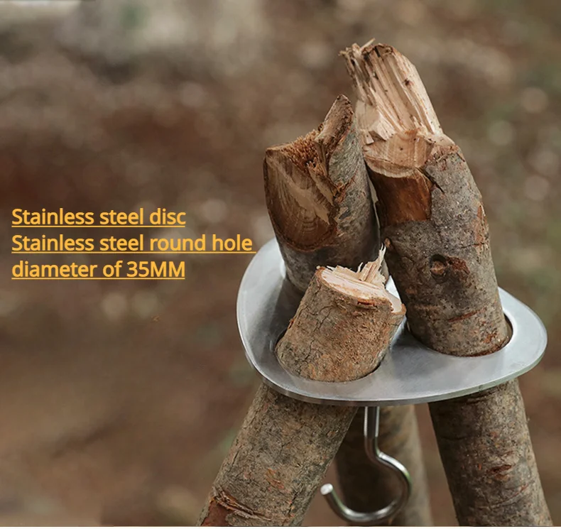 

Stainless Steel New Outdoor BBQ Detachable Tripod Shelf Adjustable Camping Fire Grill Hanging Pot Set Camping Tool Portable