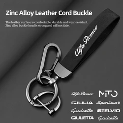 Car Key Chain Leather Keying Key Ring Men Women Gift Keychain Holder For Alfa Romeo Giulietta 159 156 166 Mito Giulia GT Stelvio
