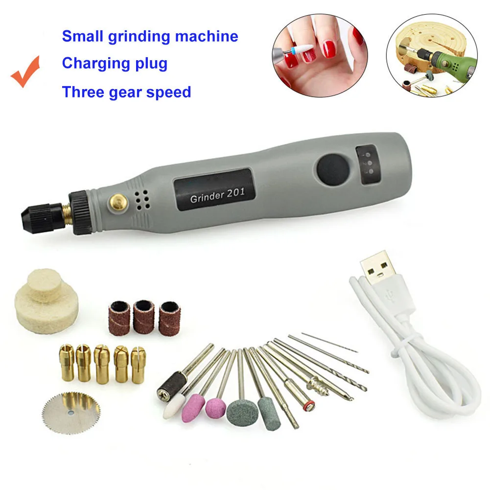 Kit di utensili rotanti senza fili USB penna per incisione per la lavorazione del legno fai da te per gioielli MINI rettificatrice per penna lucidante in vetro metallico
