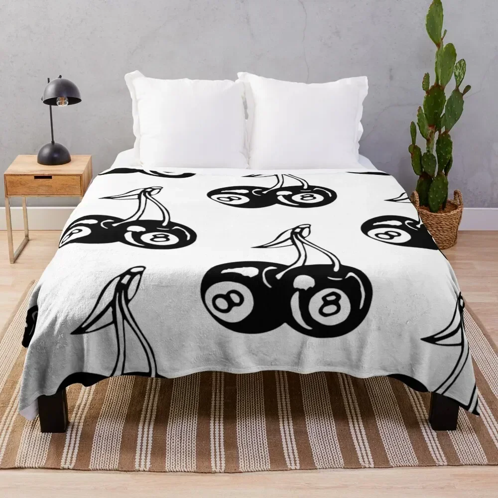 Aesthetic 8-Ball Cherries Throw Blanket Cozy Light Blanket for Travel Camping Picnic