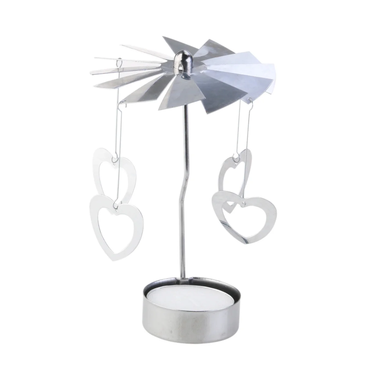 

Rotary Tealight Stand Silver Alloy Plated Iron Smokeless Tea Light Holder Carousel Spinning For Living Room Party
