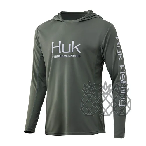 Imagen 2 del producto HUK-Camiseta De Pesca con capucha para hombre, sudadera De manga larga con protección UV, transpirable, antimosquitos, fina