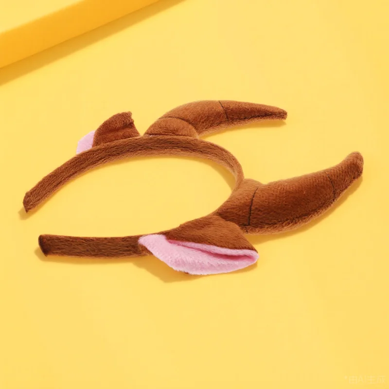 

Ox Horn Shape Animal Ears Kids Adults Halloween Costume Party Cosplay Accessory Cartoon Unique Hair Headdress Brown Cosplay