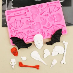 Skull Bat Bone Cake Decoration Accessories Silicone Mold Chocolate Fondant Mould 19-333