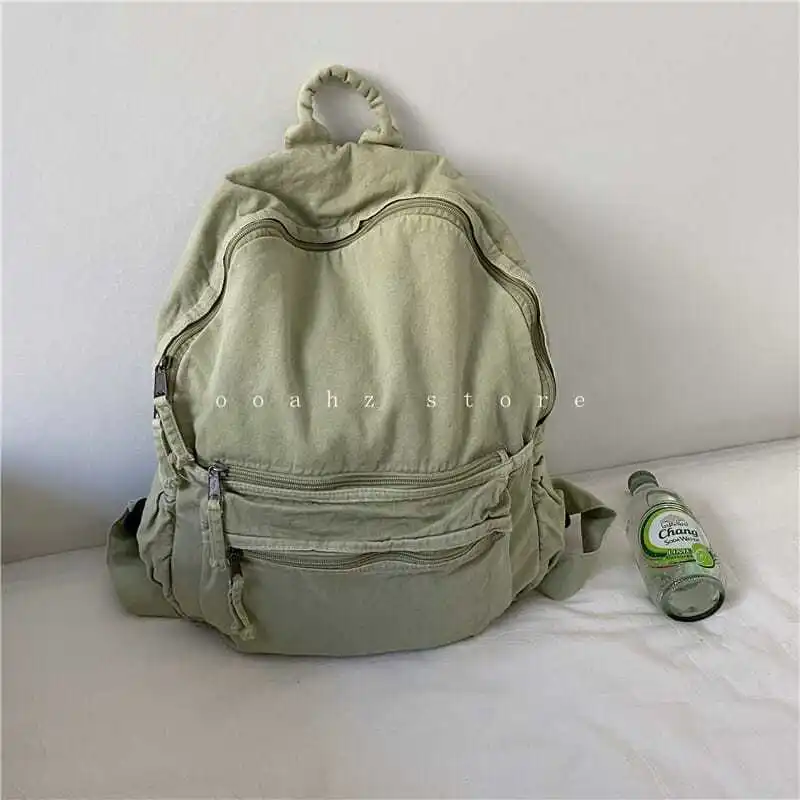 Bags for Women High-capacity Softback Zipper Unisex Backpacks Cotton Fashion Solid Color High Quality Schoolbags for Girls
