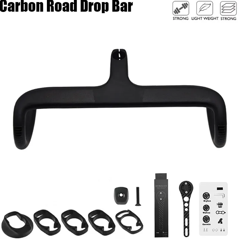 

Unbranded Full Carbon Fiber Road Bike Handlebar with Internal Cable Routing, 28.6mm Diameter, Includes Spacers