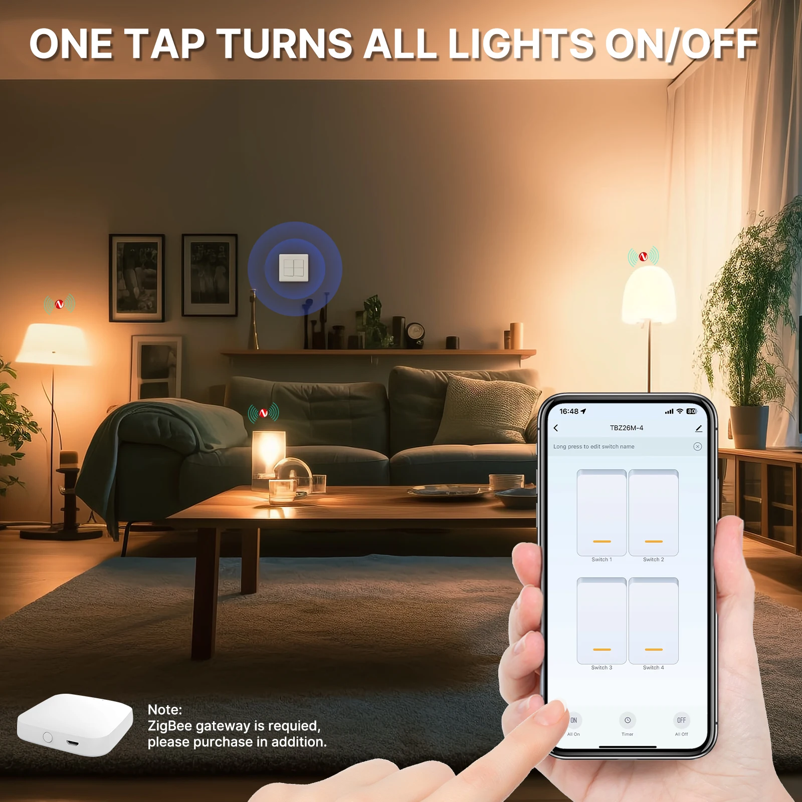 MOES Tuya 4/6 Gang Zigbee Smart Wall Light Switch Fireproof Neutral Required Push Button Remote Control Work With Alexa Google