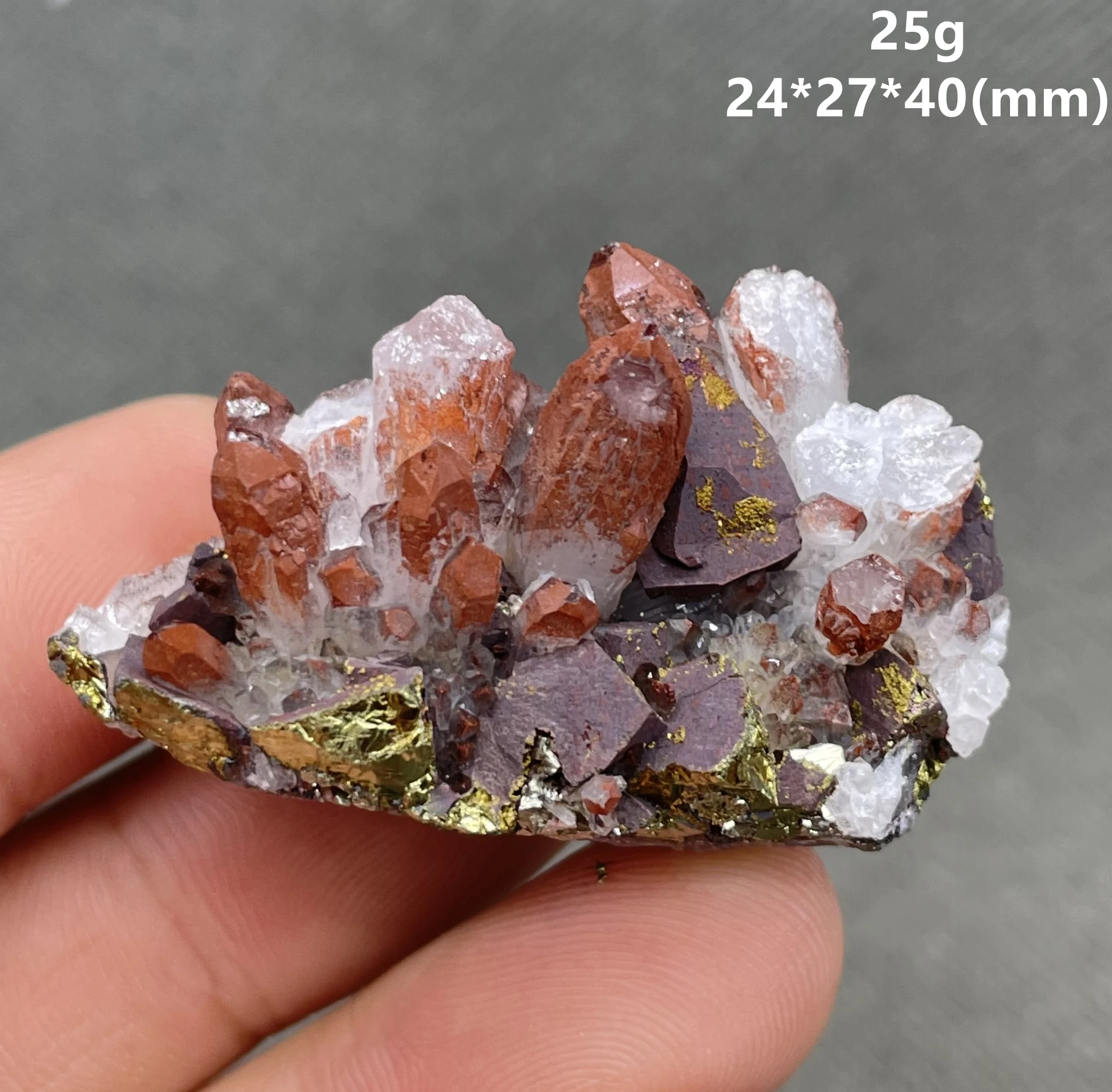 

NEW! 100% natural Red crystal and chalcopyrite Symbiosis mineral specimen stones and crystals quartz gemstones from china