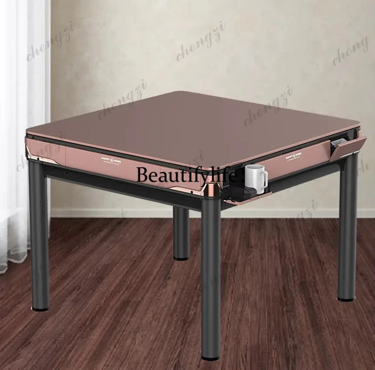 Automatic Folding Wheeled Dining Table Dual-Use Household Four-Port Mute Mahjong Table