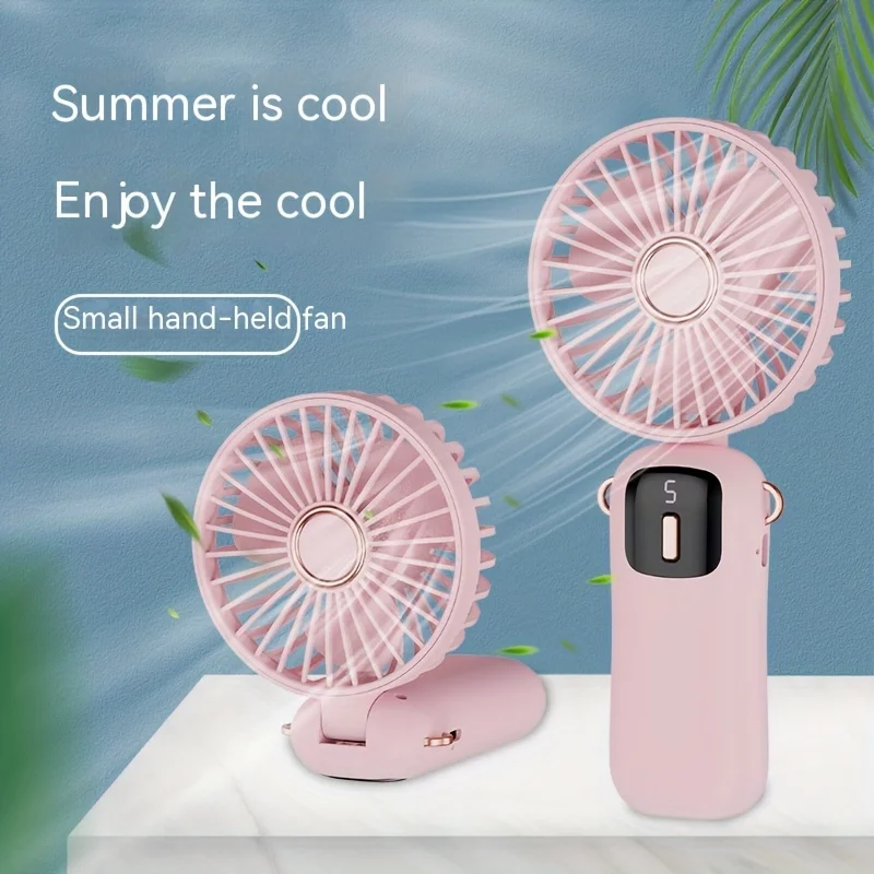 Whisper-Quiet Mini USB Portable Fan - Dual-Use Handheld & Desk Cooler with Comfort Neck Lanyard, 90° Foldable, Rechargeable for