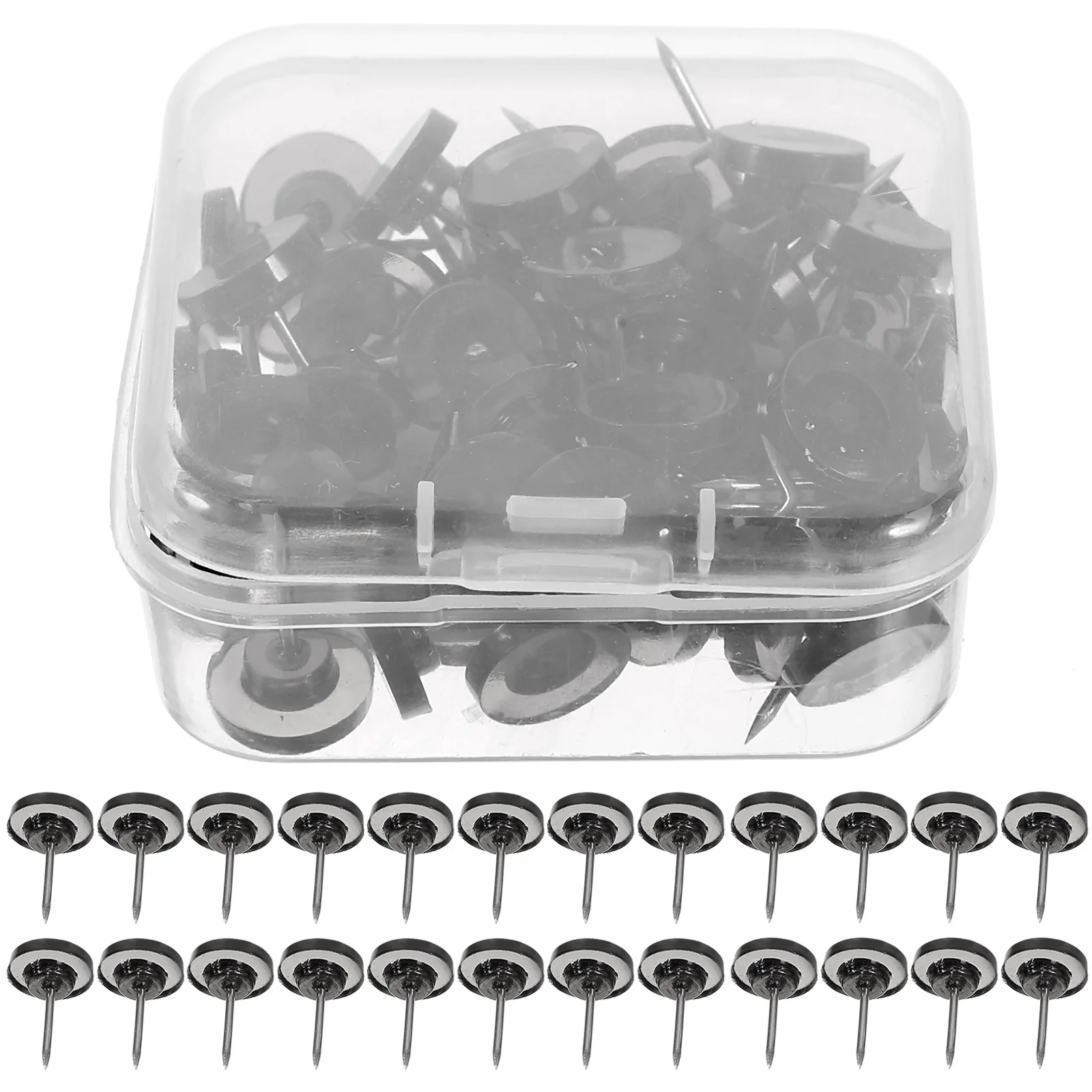 

50pcs Circular Positioning Pins Black Transparent Thumbtacks Office Supplies Map Markers Craft Geography Lessons