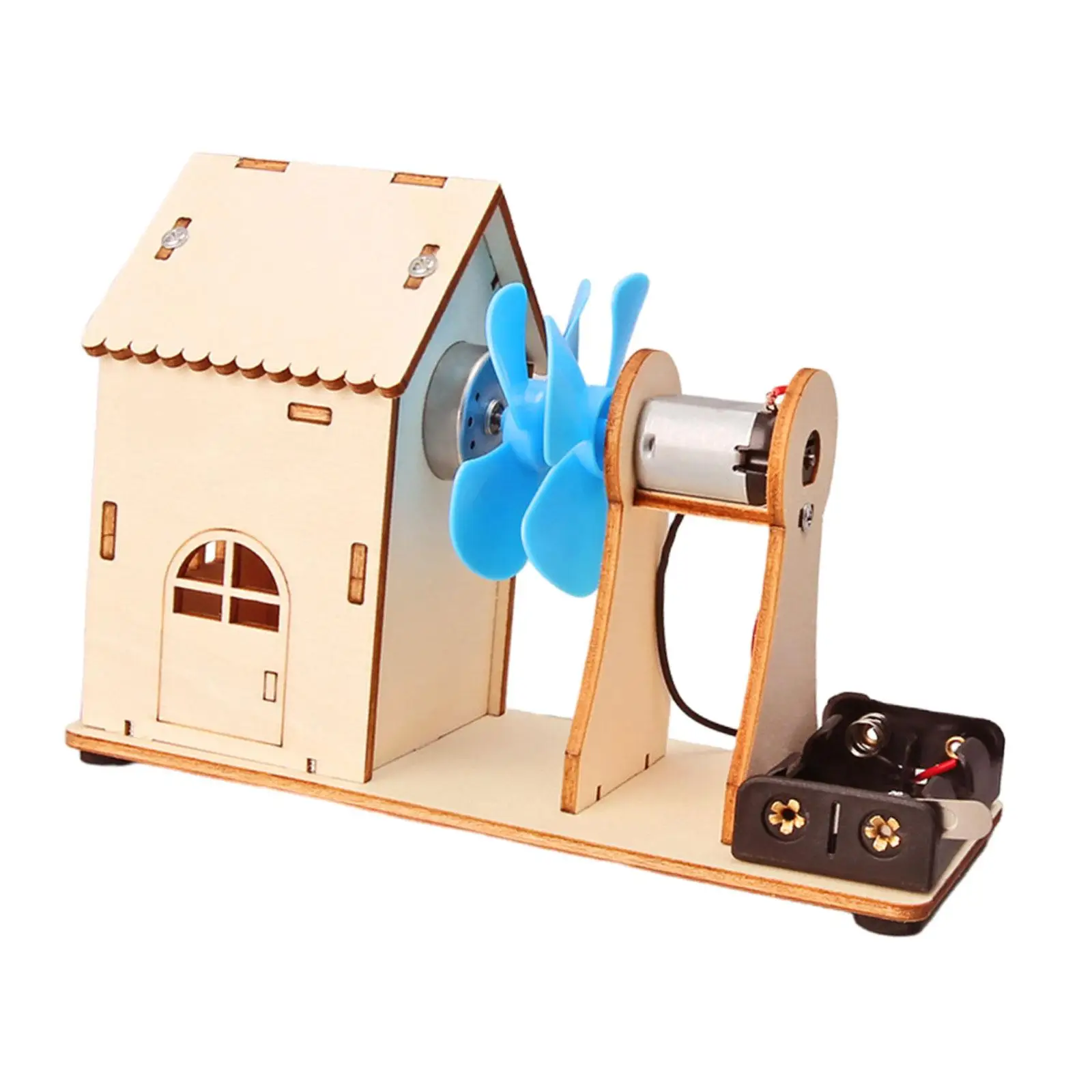 DIY Wind Turbines Toy Wooden Puzzle Toy Developing Educational Toy Scientific Model Electronic Toys Wind Turbine for Children