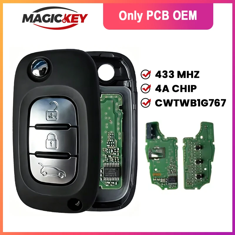 

MAGICKEY Original 4A CHIP PCF7961 For 2012 - 2016 Renault Megane III Twingo Duster Flip Remote Smart Car Key Fob CWTWB1G767