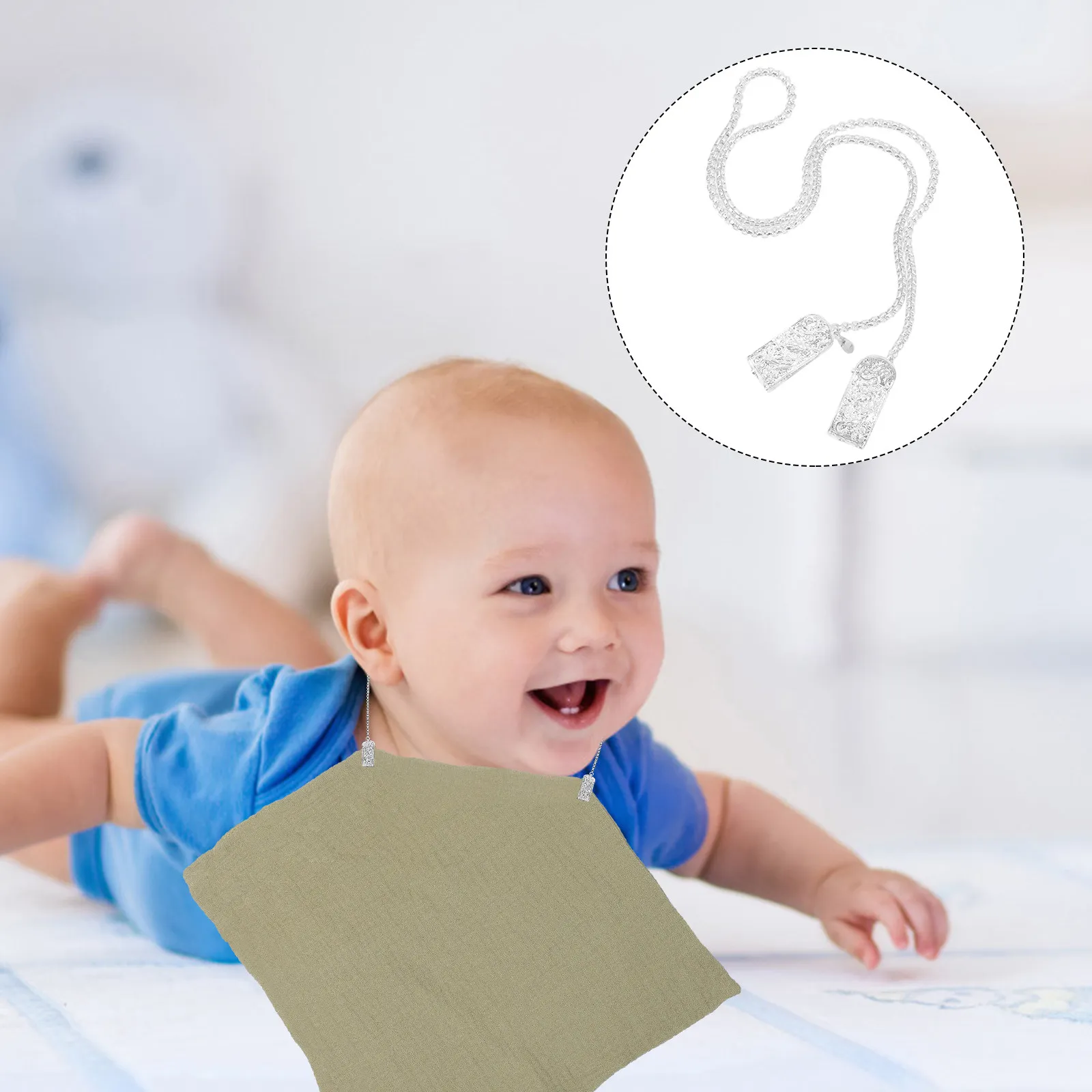 

Bib Clip Chains Metal Alloy Bib Clips for Babies Easy Opening Shiny Finish Compact Portable Napkin Towel Mask Holding