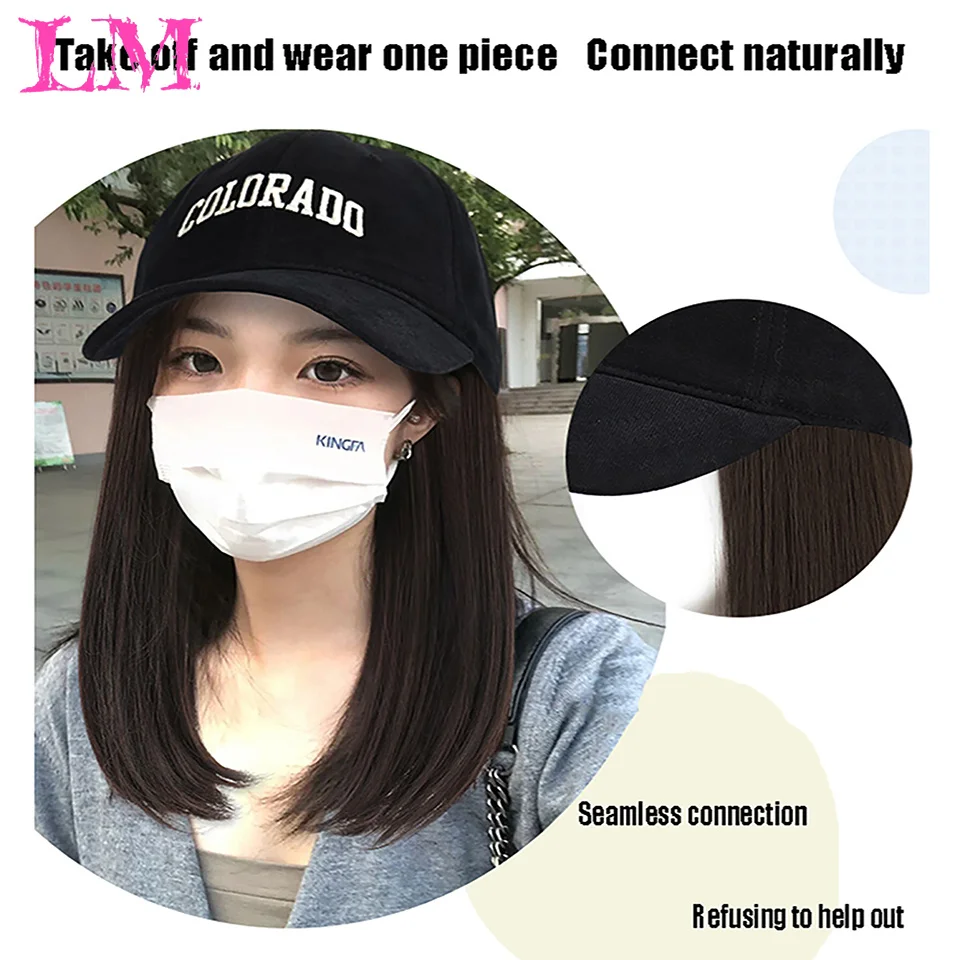 LM Long Hair Hat Wig Integrated Detachable Long Straight Hair Beret Autumn And Winter Octagonal Hat Synthetic Wig Women