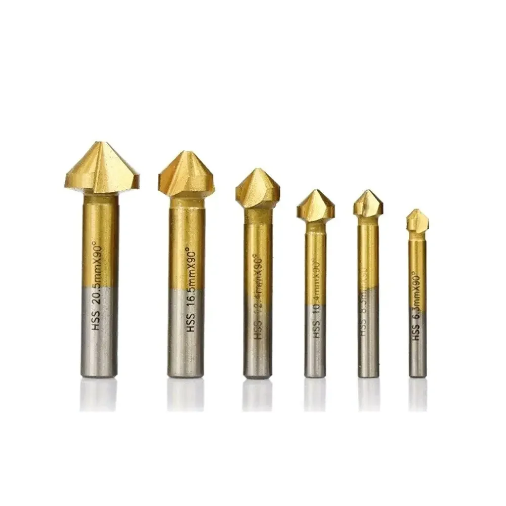 6 stuks 3 fluit HSS titanium afschuining afschuinen frees bit verzinkboorset