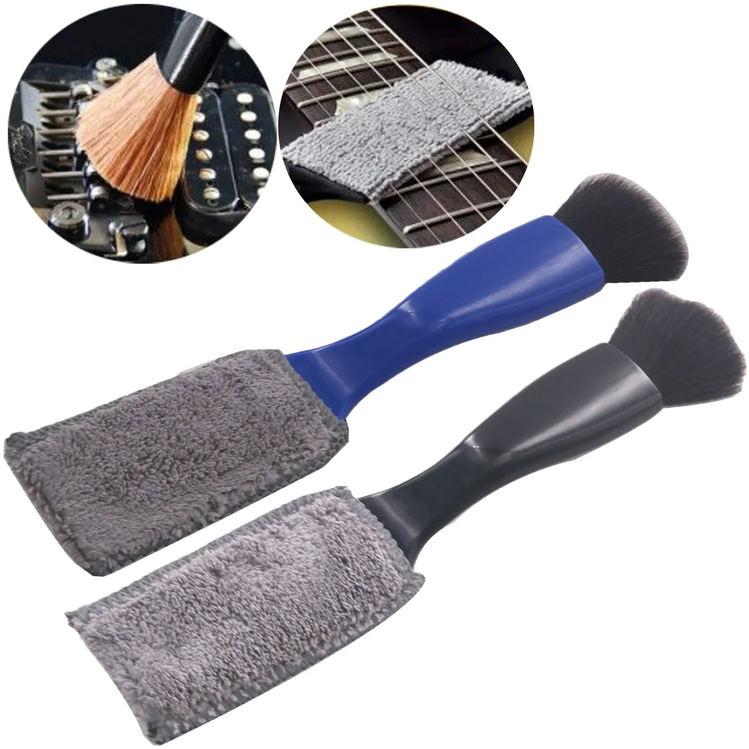 Brosse d'entretien de guitare, brosse de nettoyage de touche de cordes, brosse de dépoussiérage, accessoires d'instruments de musique à Double tête 1 pièces