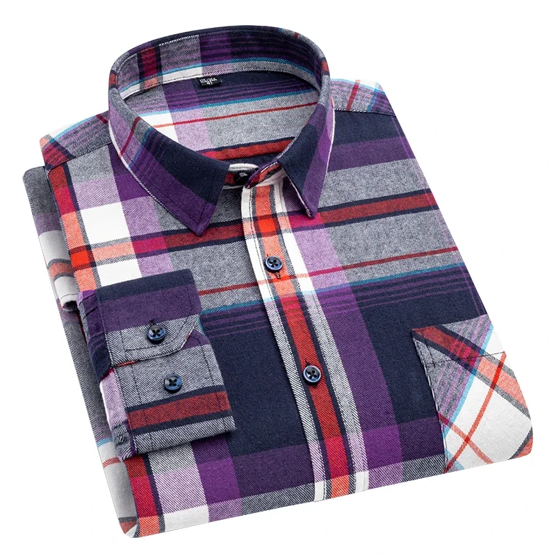 Nieuwe flanel geruite shirts voor heren Lente katoen Gemakkelijk te onderhouden Strijkvrije vrijetijdskleding met lange mouwen Business Smart Dress Top Shirts