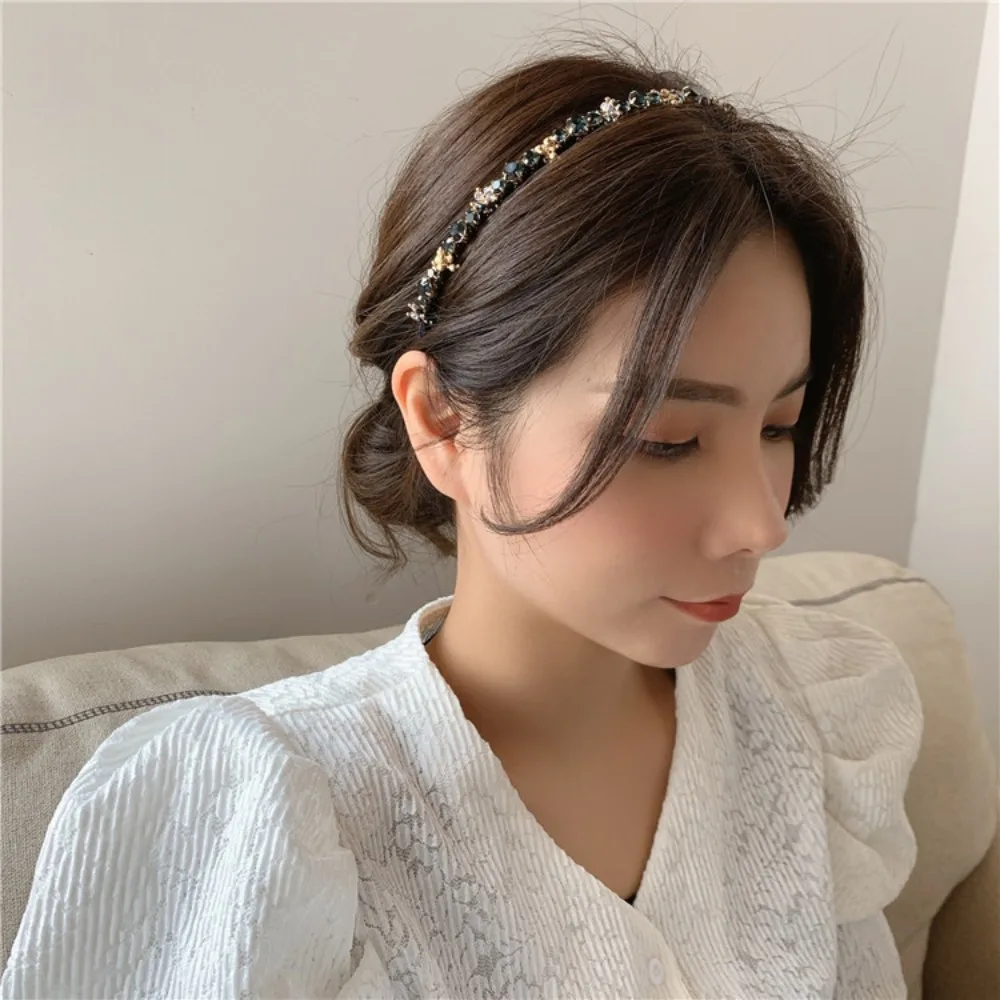 Retro Crystal Hairband Elegant Shiny Hair Accessories Sweet Headband Girls Hair Hoop Korean Style Hair Hoop Rhinestone