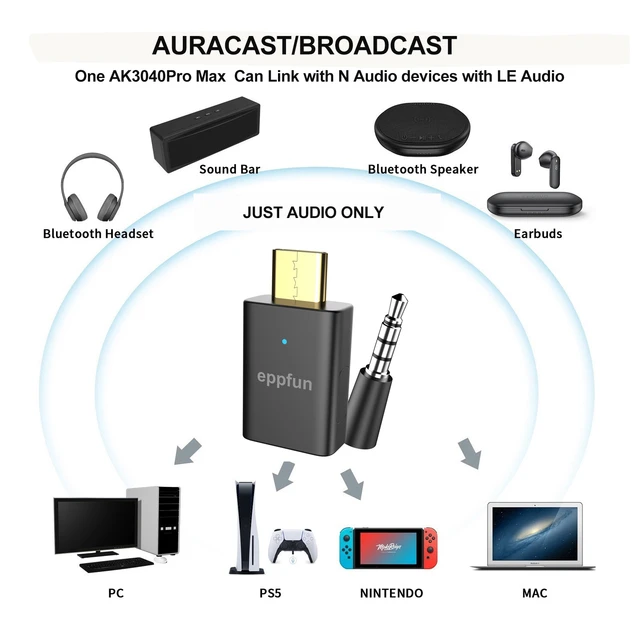eppfun AK3040ProMax LE Audio USB C Bluetooth 5.4 Audio Transmitter with APTX Adaptive Low Latency LC3 for Game PS5 PS4 Phone PC AliExpress 44