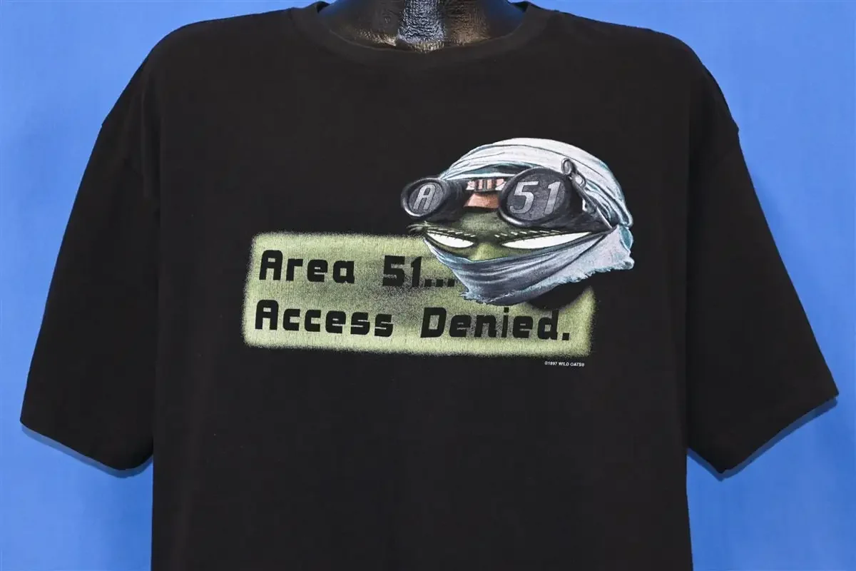 90s Area 51 Access Denied Alien Extraterrestrial Wild Oats T Shirt Extra Large