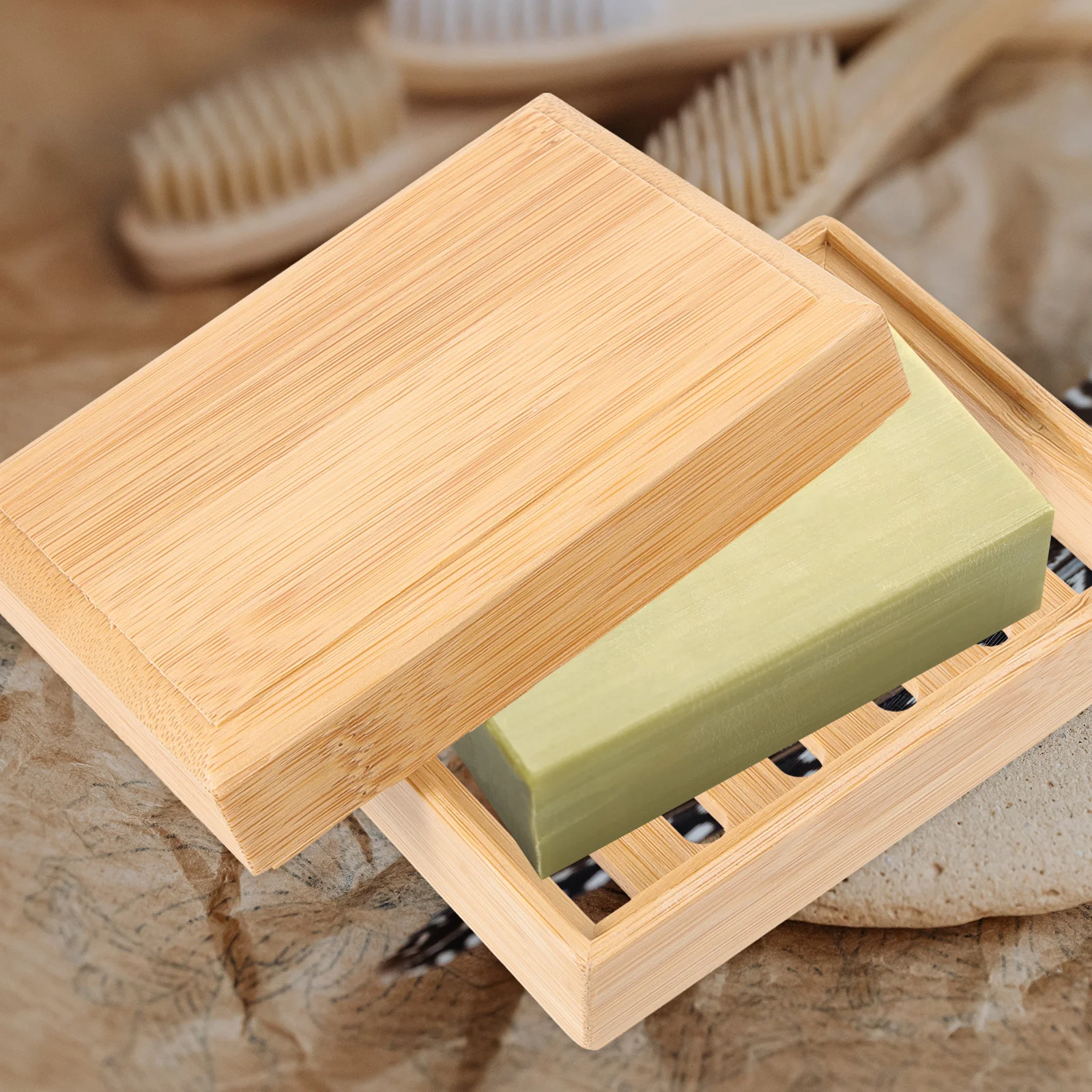 

Bamboo Soap Dish Vintage Holder Color Drainage Tray for Bathroom Kitchen Sponge Brush Craft Storage Laundry soap holder