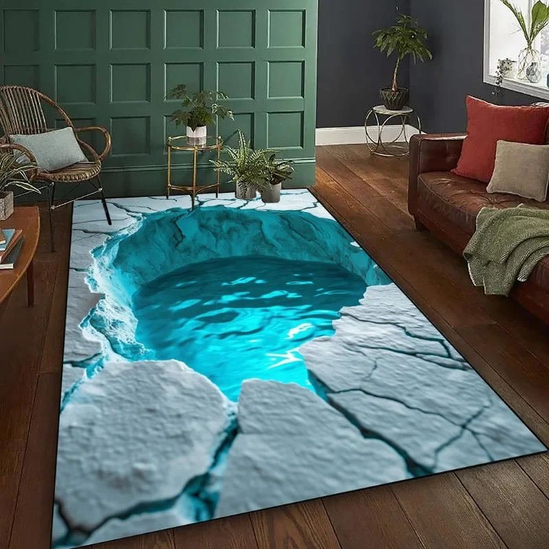 [ Product]3D Pool Illusion Carpet - Non-Slip, No Shedding, Durable Polyester Carpet, Suitable for Living Room, Bedroom, Bathro
