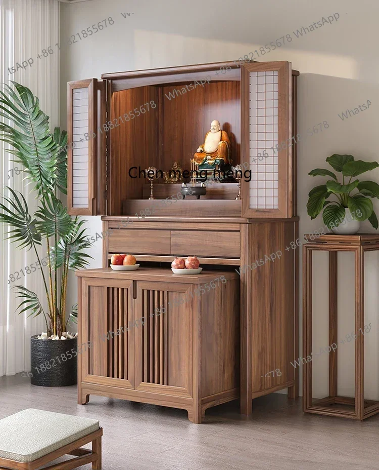 z183 Buddhist shrine offering altar integrated Guanyin Bodhisattva standing cabinet with door  God of Wealth Buddhist cabinet