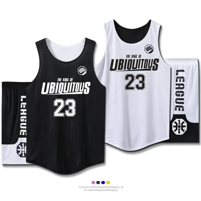 مجموعة زي كرة السلة على الوجهين للرجال والنساء، زي فريق التدريب والمنافسة، رقم مطبوع قابل للتخصيص