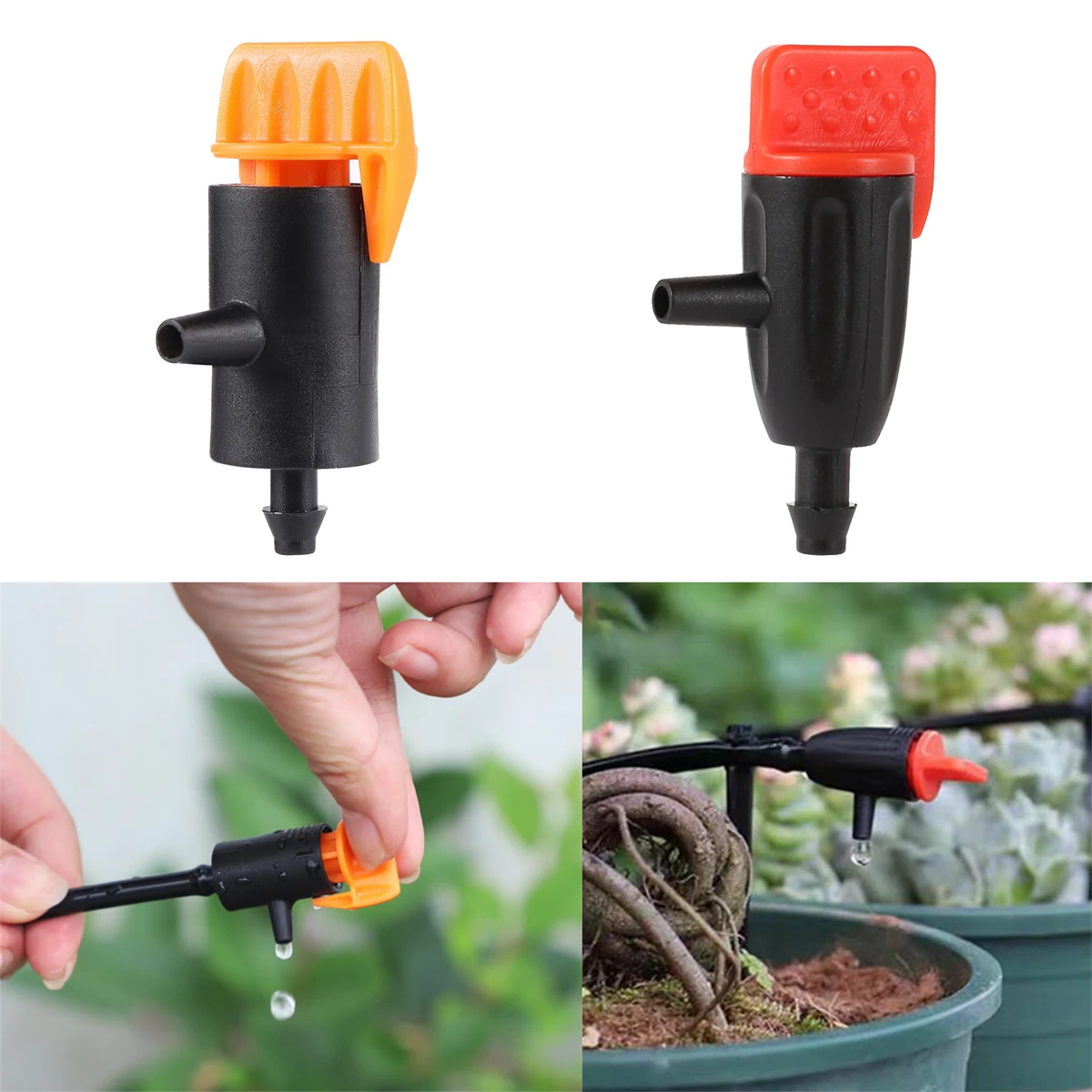 0~40L/0~60L Flow Rate Adjustable Dripper 4/7mm Hose Garden Orchard Plants Flowers Micro Drip Irrigation Sprinkler Head 10/100Pcs