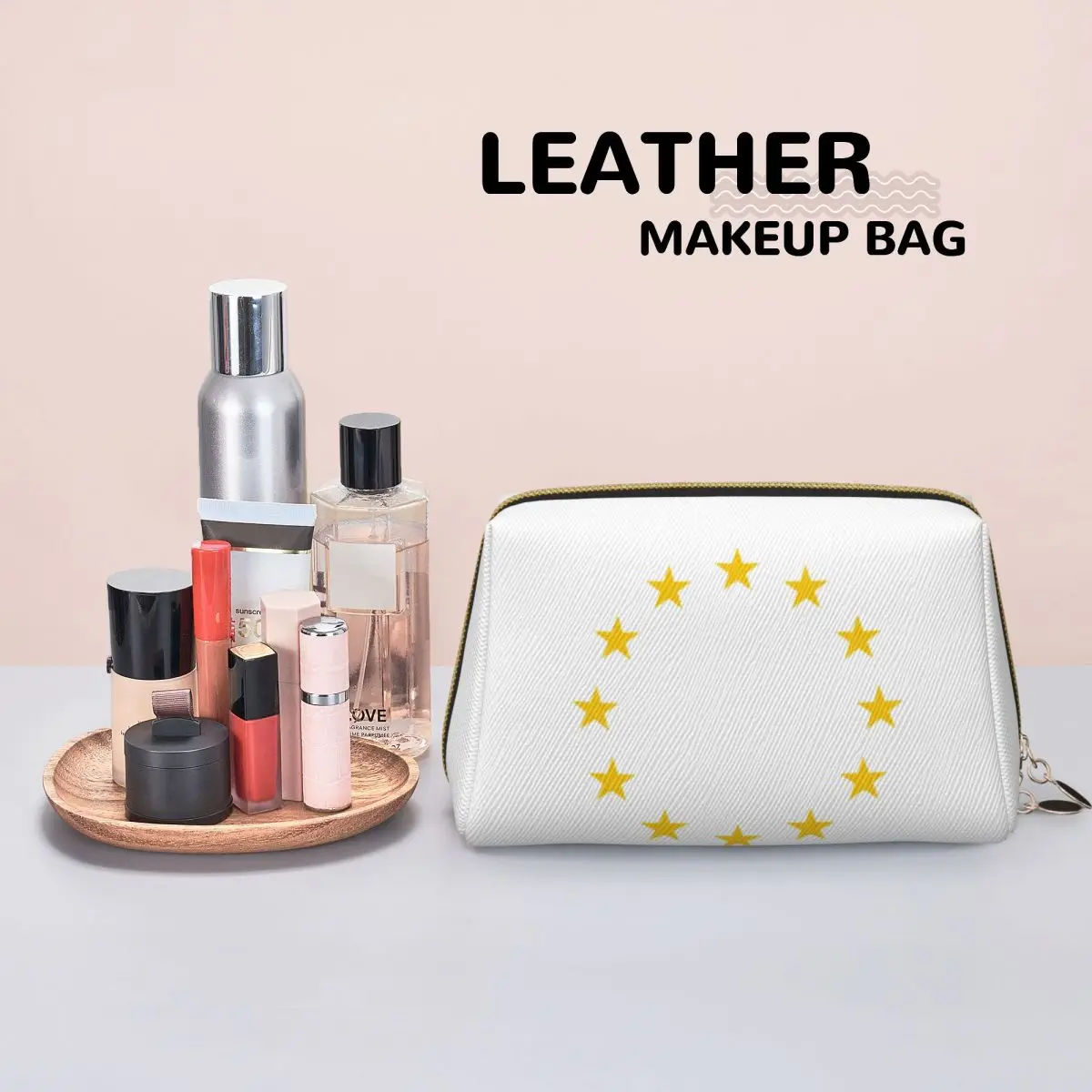 EU Europe European Union European Flag EU Stars Women Cosmetic Bag Travel Makeup Organizer Pouch Toiletry Storage Dopp Kit Case