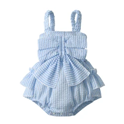 Summer Newborn Girls Cute One-Piece Triangle Romper Dress Clothes Cotton Toddler Baby Bowknot Playsuit Jumpsuit Daily Clothing