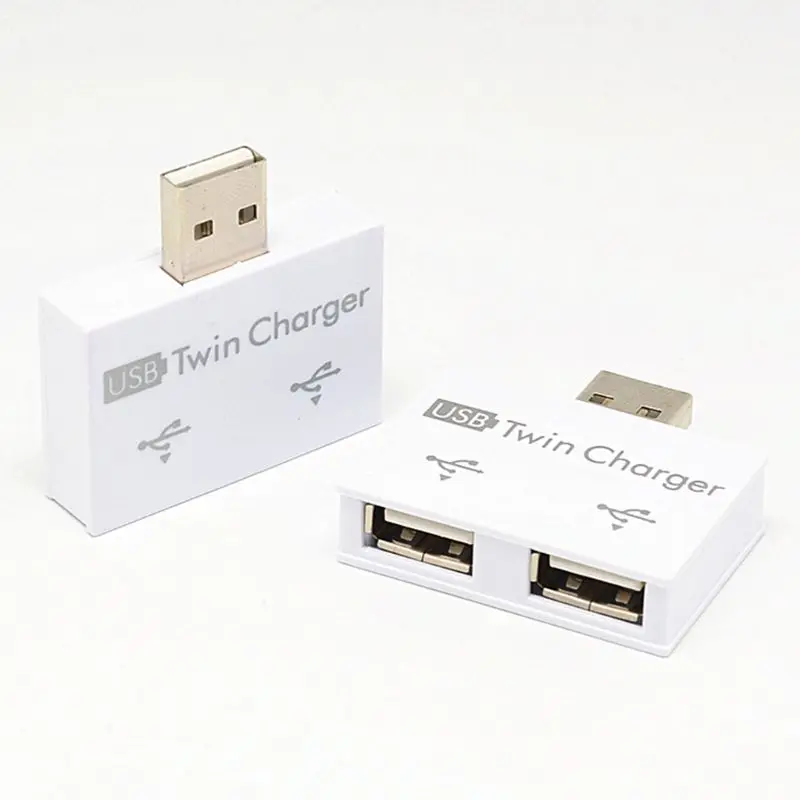 Double chargeur double répartiteur USB à 2 ports, Hub USB, adaptateur chargeur à 2 ports pour téléphone PC