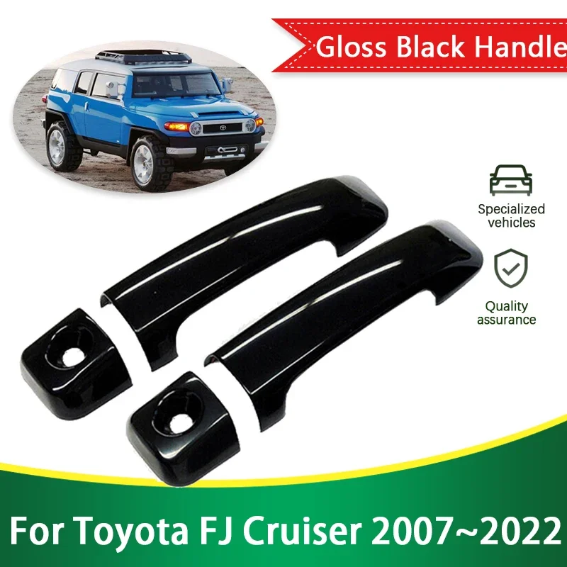 for Toyota FJ Cruiser XJ10 2007~2022 Gloss Black Outer Door Handle Cover Creative Stickers Trim Car Accessories Gadget 2015 2020