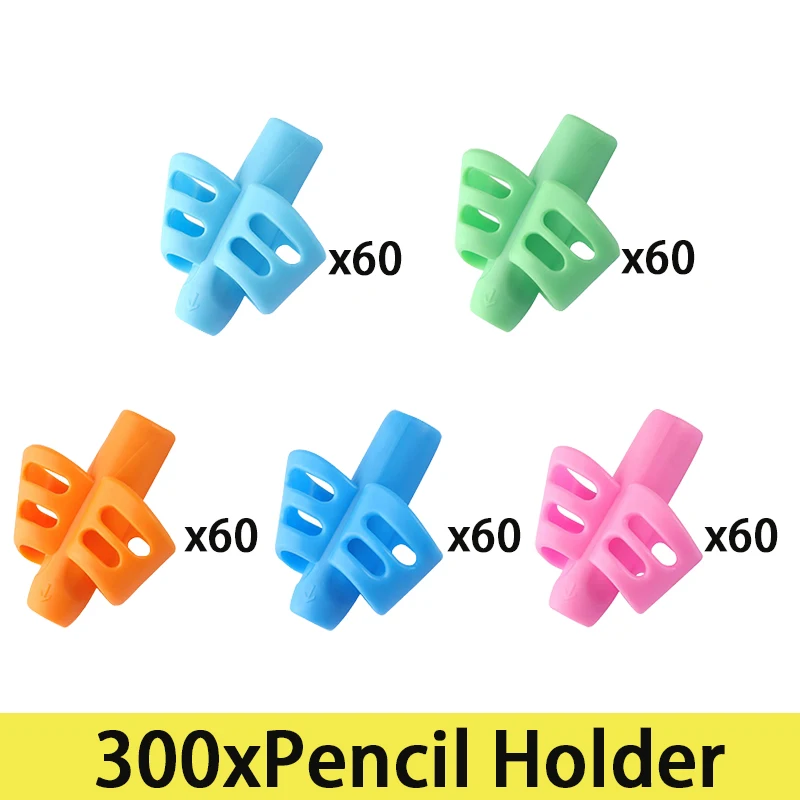 300 Stuks Kids Pennenhouder Siliconen Baby Leren Schrijfgereedschap Correctie Apparaat Potlood Grijpen Schrijfhulp Houtje Briefpapier