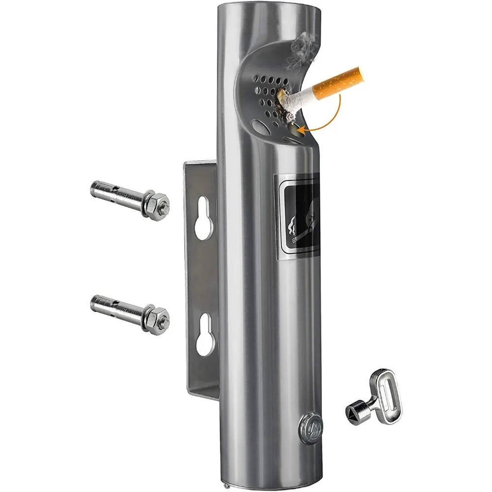 

Наружная настенная прикладка для сигарет — тонкий блок для утилизации дыма из нержавеющей стали с запираемой нижней крышкой, сдержанный D