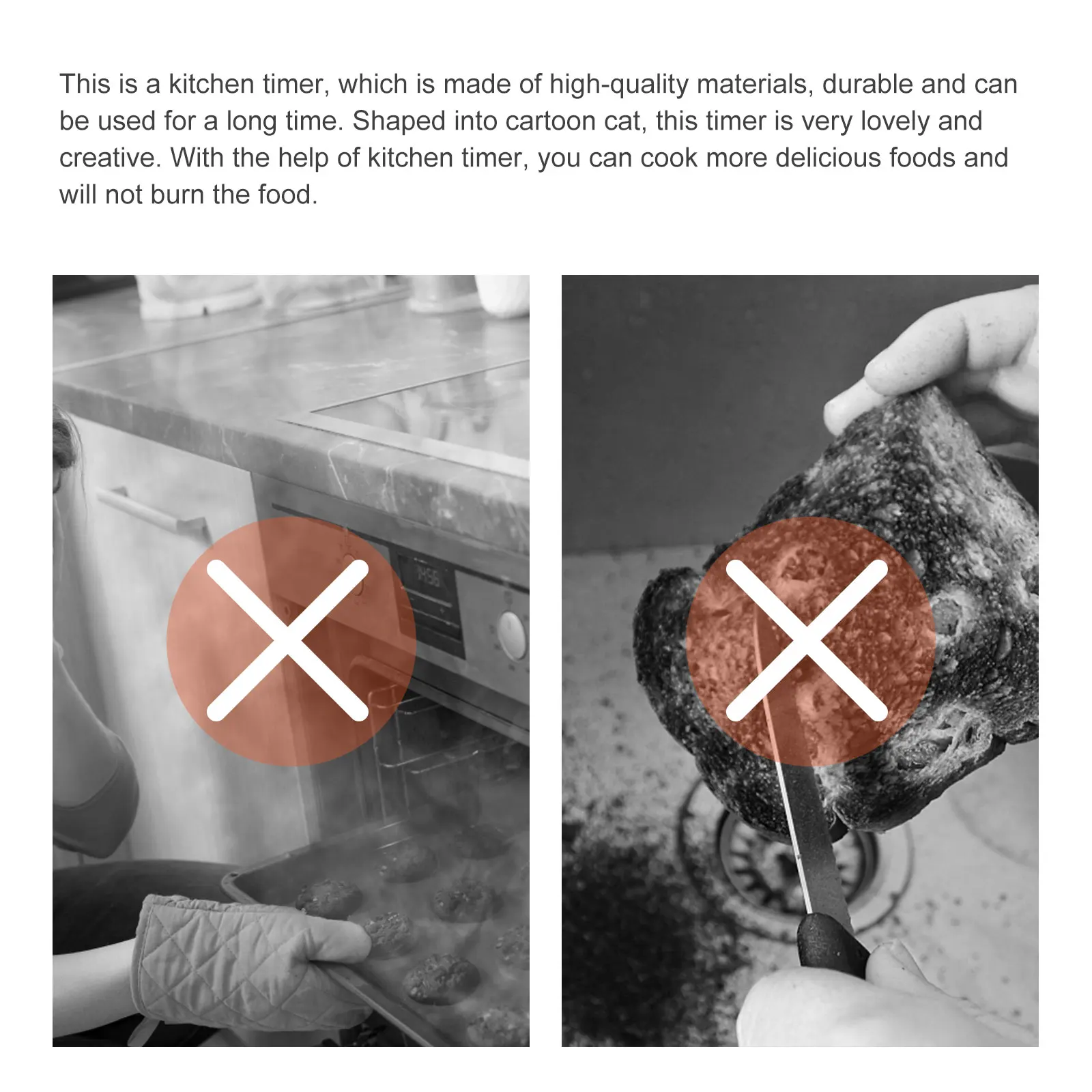 

1Pcs Kitchen Timer Fun Cartoon Cat Style Mechanical Countdown Timer for Home Cooking Baking and Scheduling Tasks