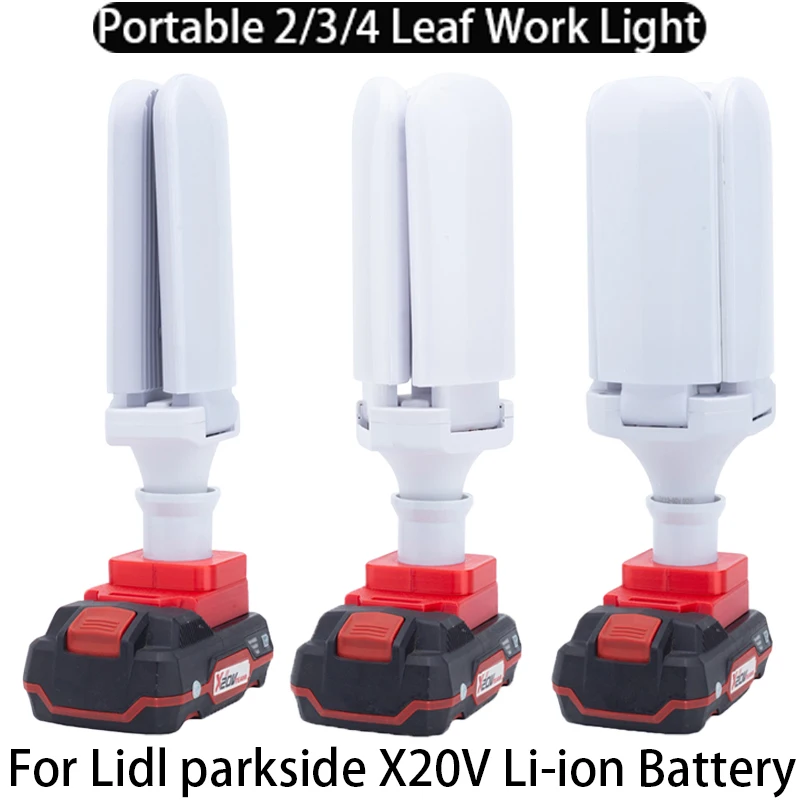 

Portable LED Lighting Light for Lidl Parkside X20V Li-Ion Battery 2/3/4 Leaf LED Work Light, Flashlight Portable Lantern