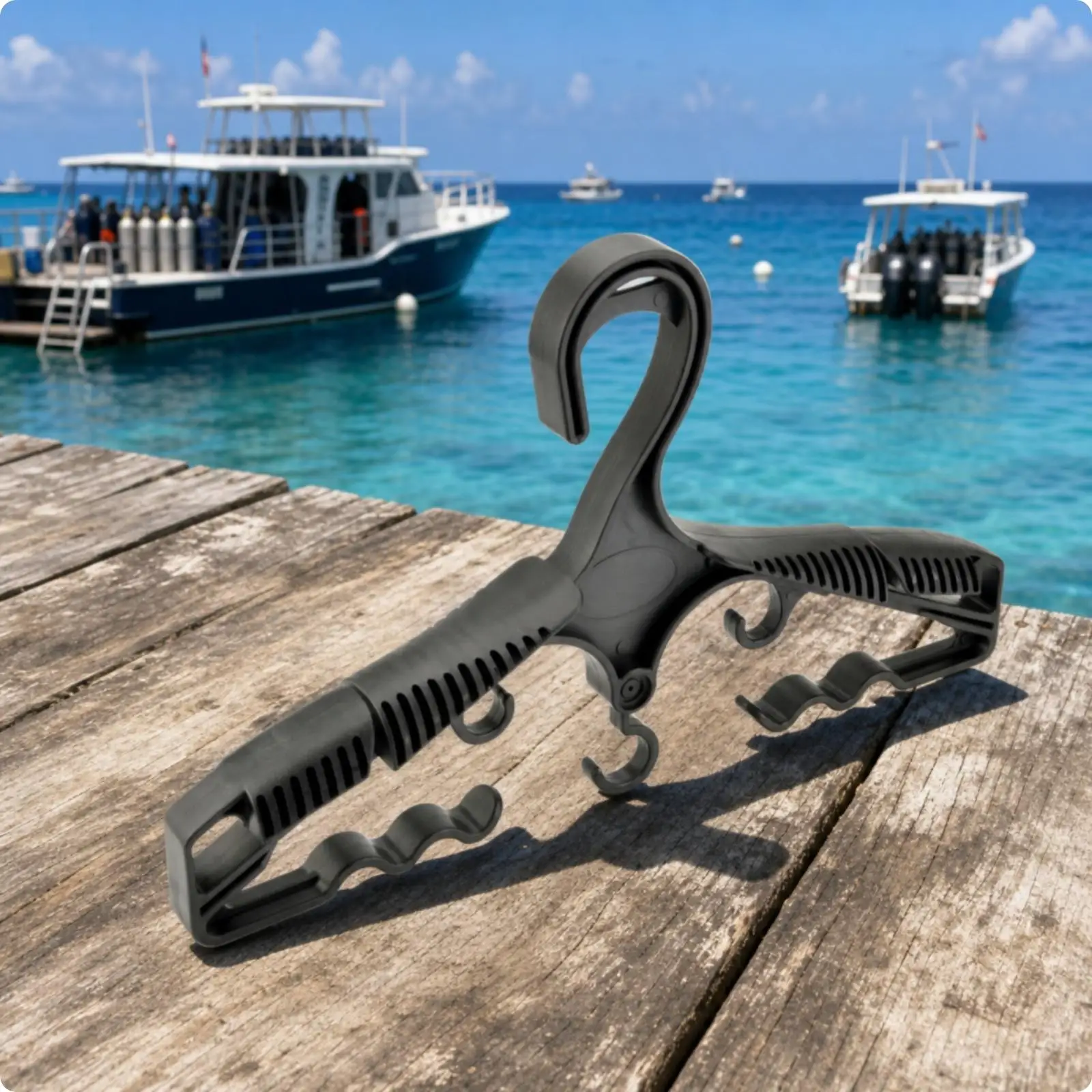 Molded ABS Diving Equipment Hanger for Dive Shop and Home Use with Ventilated Slotted Shoulder Design for Quick Drying