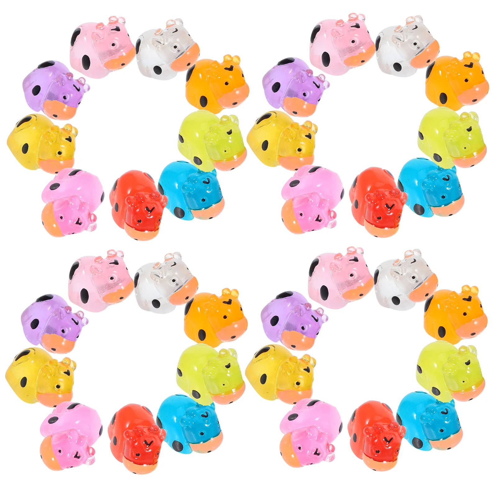 

90 pcs Mini Cow Statues Glow In The Dark Resin Animal Figurines For Home Decor Miniature Cattle Ornament