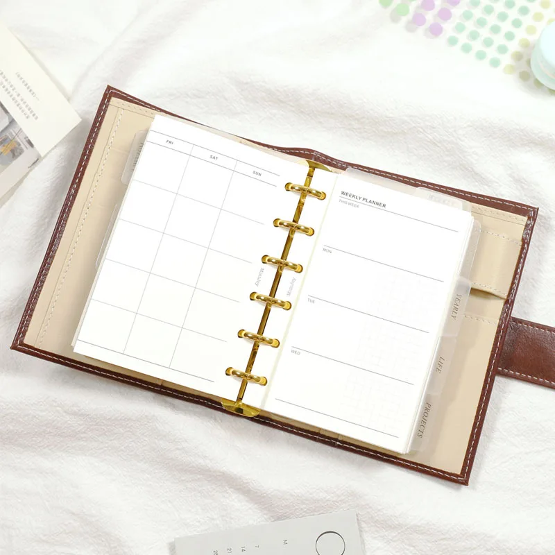 Fromthenon Minimalist Hand Ledger Loosening Paper A6A7 Two Fold Weekly Plan Replacement Core Schedule Inner Page