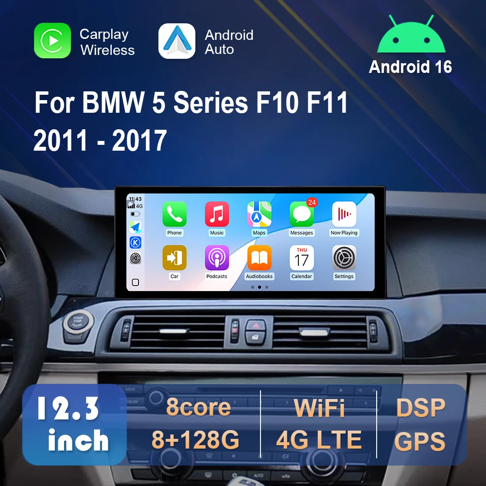 Android 16 Para Bmw Serie 5 F10 F11 2011 2012 – 2017 Reproductor Multimedia Para Auto Pantalla Táctil Inalámbrica Carplay Gps 4G Wifi Gps — -48%, 205.54€ Coupon, from 215.37€ – 48% descuento – €215.37