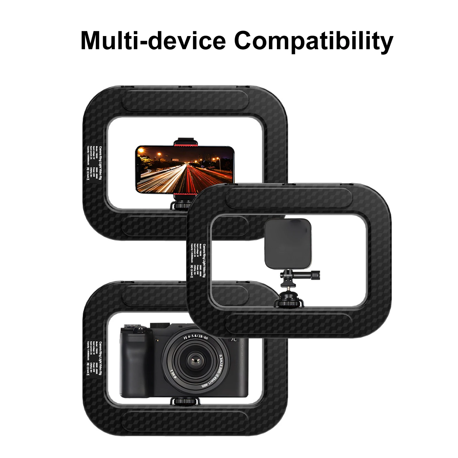 Handheld Rings Selfie Light Rechargeable Cell Phone Light Handheld Phone Stabilizer with Phones Holder for Video Recording