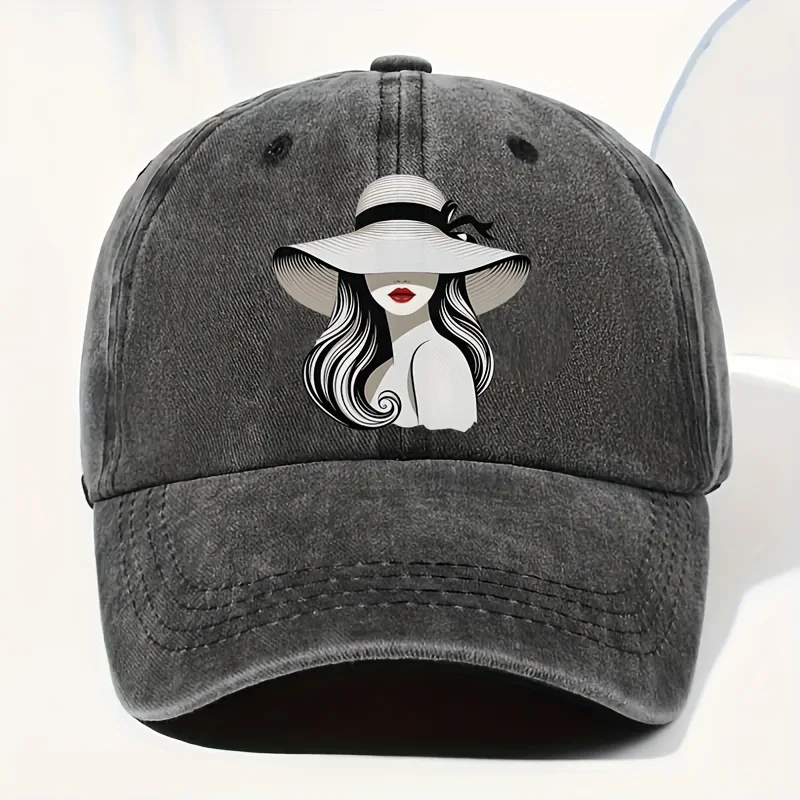 

1pc Elegant Baseball Cap - Retro Women's Face Silhouette, Lightweight Sun Hat for Women & Men, Everyday & Formal Events