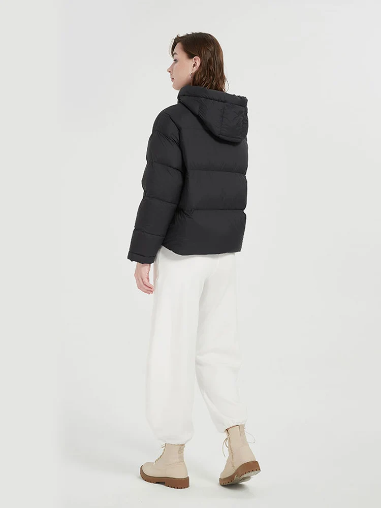 SuyaDream, Woman Hooded Down Coat , 90%White Duck Down, Quilted Solid Puffer Jacket, 2024 Fall Winter Parkas