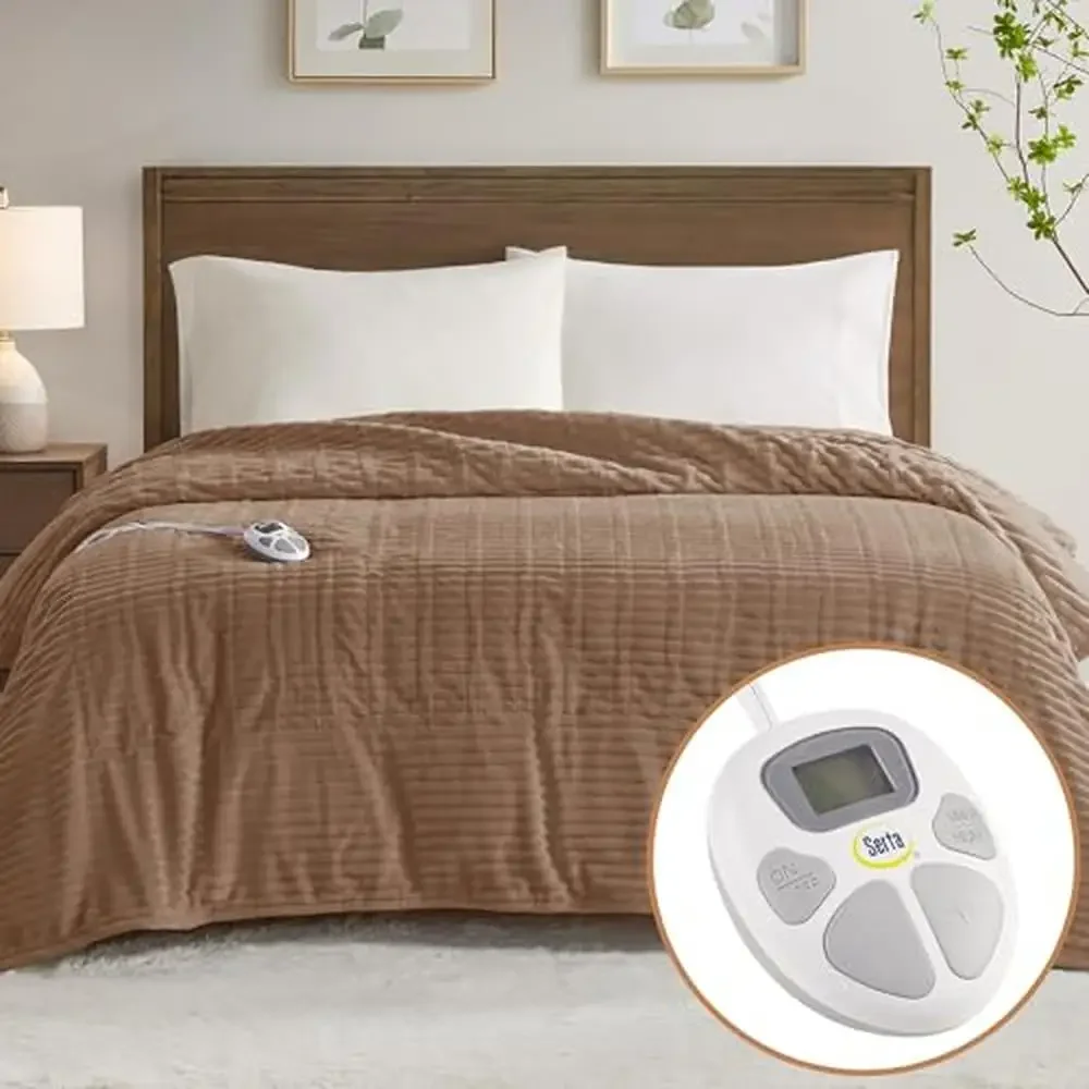 

Плюшевое электрическое полноразмерное одеяло с подогревом, таймер с автоматическим отключением, 10, офисный диван, уютный, теплый, мягкий, с перьями, королева, 2 контроллера, подарок