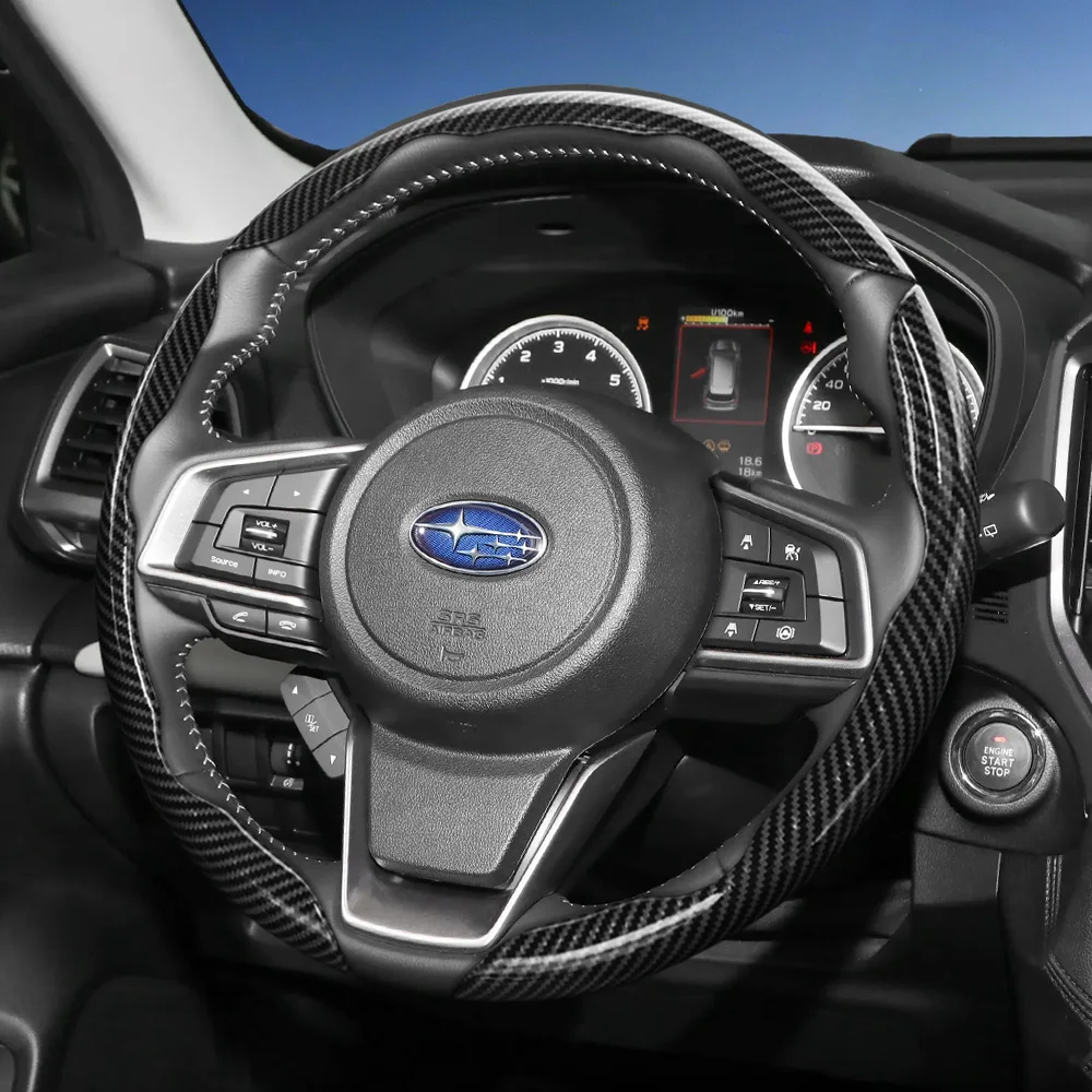 Suitable for Subaru Carbon Fiber Texture Steering Wheel Cover, Segmented Quick-Release Type, for Models Such as Crosstrek Xv Forester Outback Ascent Evoltis Impreza Wrx Legacy Levorg Brz Solterra, Black