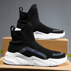 Fashion Women Men Shoes Causal Breathable Soft Couple Shoes Non-slip Lightweight Tennis Shoes Socks Shoe Flyknit Big Size 48