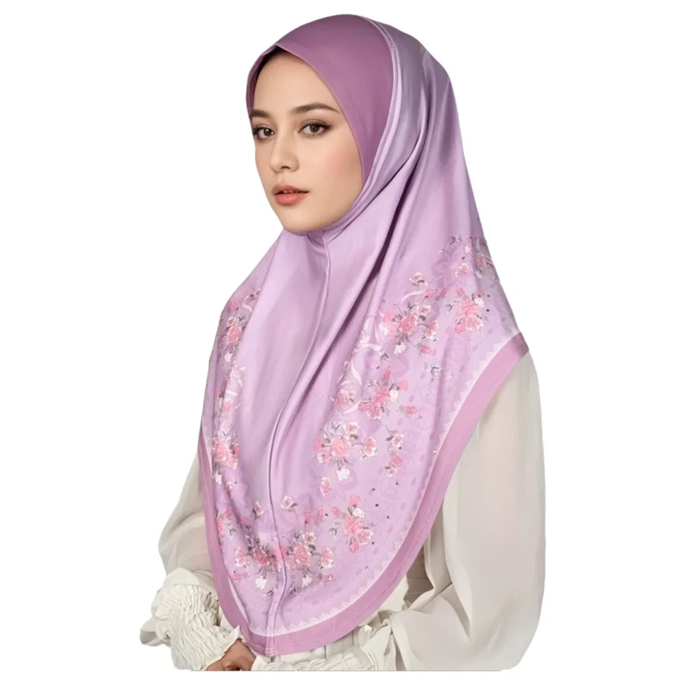 

Breathable Eid Al-Fitr Long Floral Turban Multiple Colors Ethnic Style Printed Arab Lady Headscarf Long Versatile