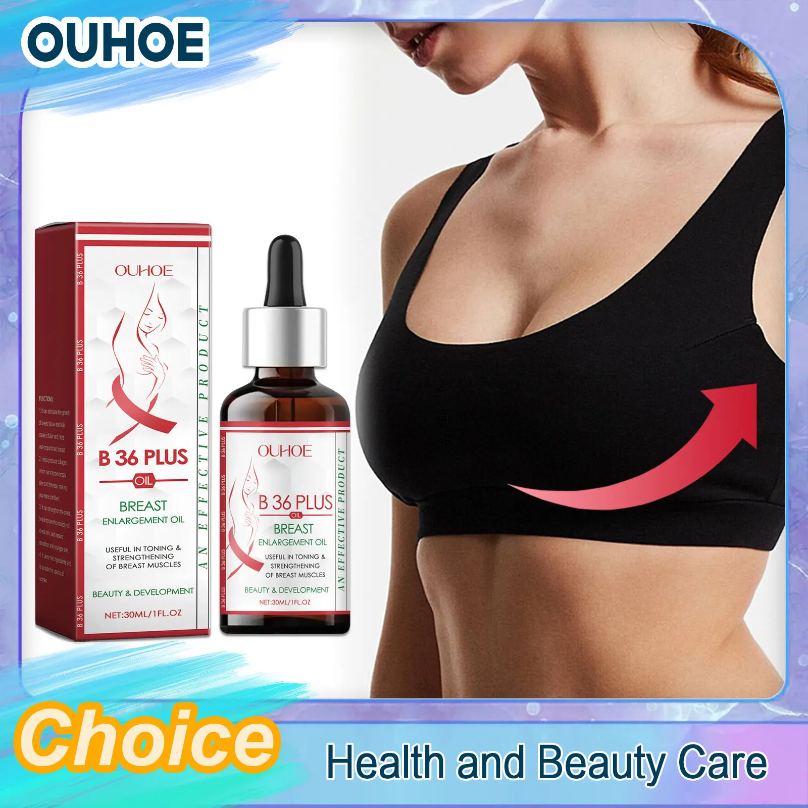 

OUHOE Breast Enlargement Essential Oil Enhancement Bust Growth Lifting Firming Massage Increase Boobs Elasticity Big Chest Care